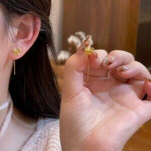 Gold Butterfly Dangle Earrings